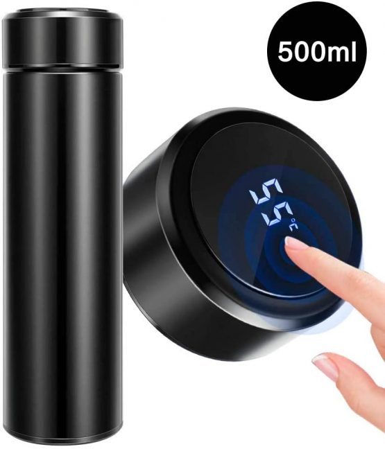 Travel Mug Coffee Cup Leakproof Smart Mug, Homealexa 500ml Insulated Coffee Cup Vacuum Reusable Coffee Cup 304 Stainless Steel, LED Touch Screen, Leakproof Coffee Mug Ideal for Hot Drinks and Cold