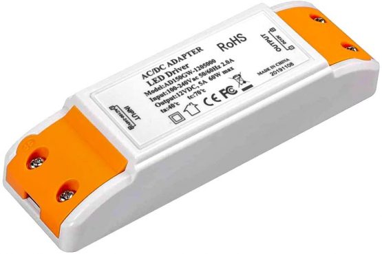 LED Transformer, LED Power Supply 0-60W LED Driver Adapter 12V DC 5A - Constant Voltage for LED Strip Lights and G4, MR11, MR16 LED Light Bulbs (60W)