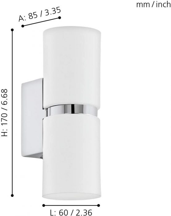 EGLO Wall/Ceiling Lamp, Steel, GU10, 4 W, Chrome, White - Image 2