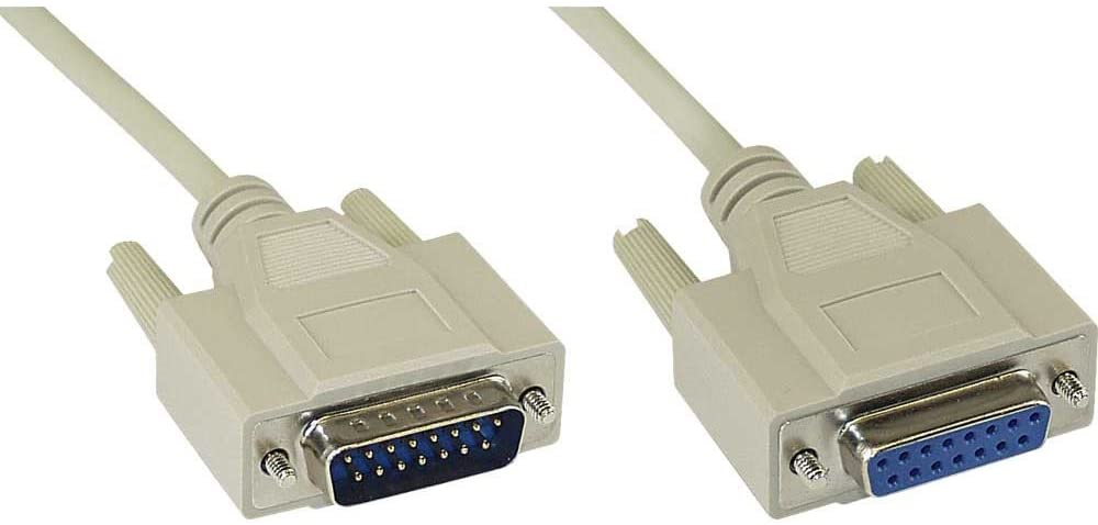 InLine Joystick extension - 15pin male/female - 2m - moulded, beige, 1x