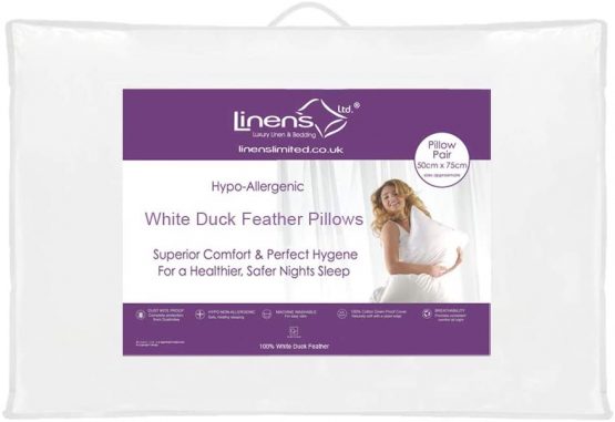Linens Limited Natural White Duck Feather Pillows, 4 Pack - Image 3