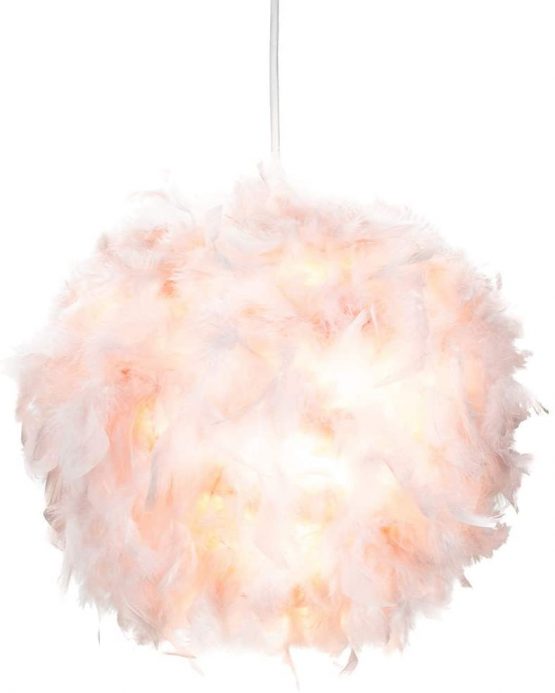 Eye-Catching and Modern Real Natural Pink Feather Decorated Small Pendant Light Shade 40watt Maximum Perfect Statement Piece 25cm Diameter by Happy Homewares - Image 2