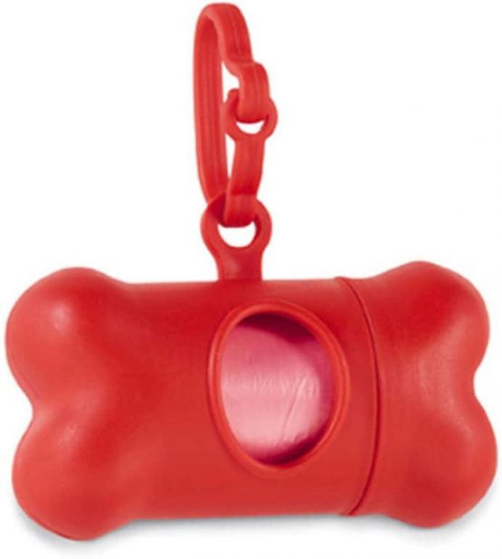 eBuyGB Bone Shaped Pet Waste Bag Holder Dispenser, Plastic, Red