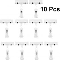 NUOBESTY Label Clips, Plastic Rotatable Clip-on Style Merchandise Sign Transparent Note Card Fixator Paper Holder Price Tag Clamp for Market Home Shooping Mall - 10PCS
