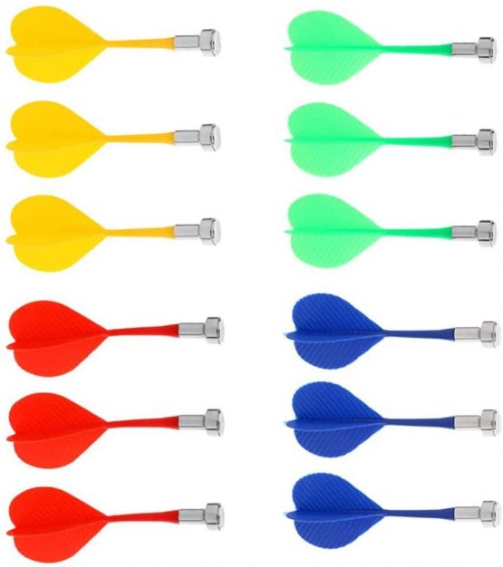 POFET 12pcs Magnetic Darts Safety Replacement Darts Indoor Game Target Accessories 4 Color Mix