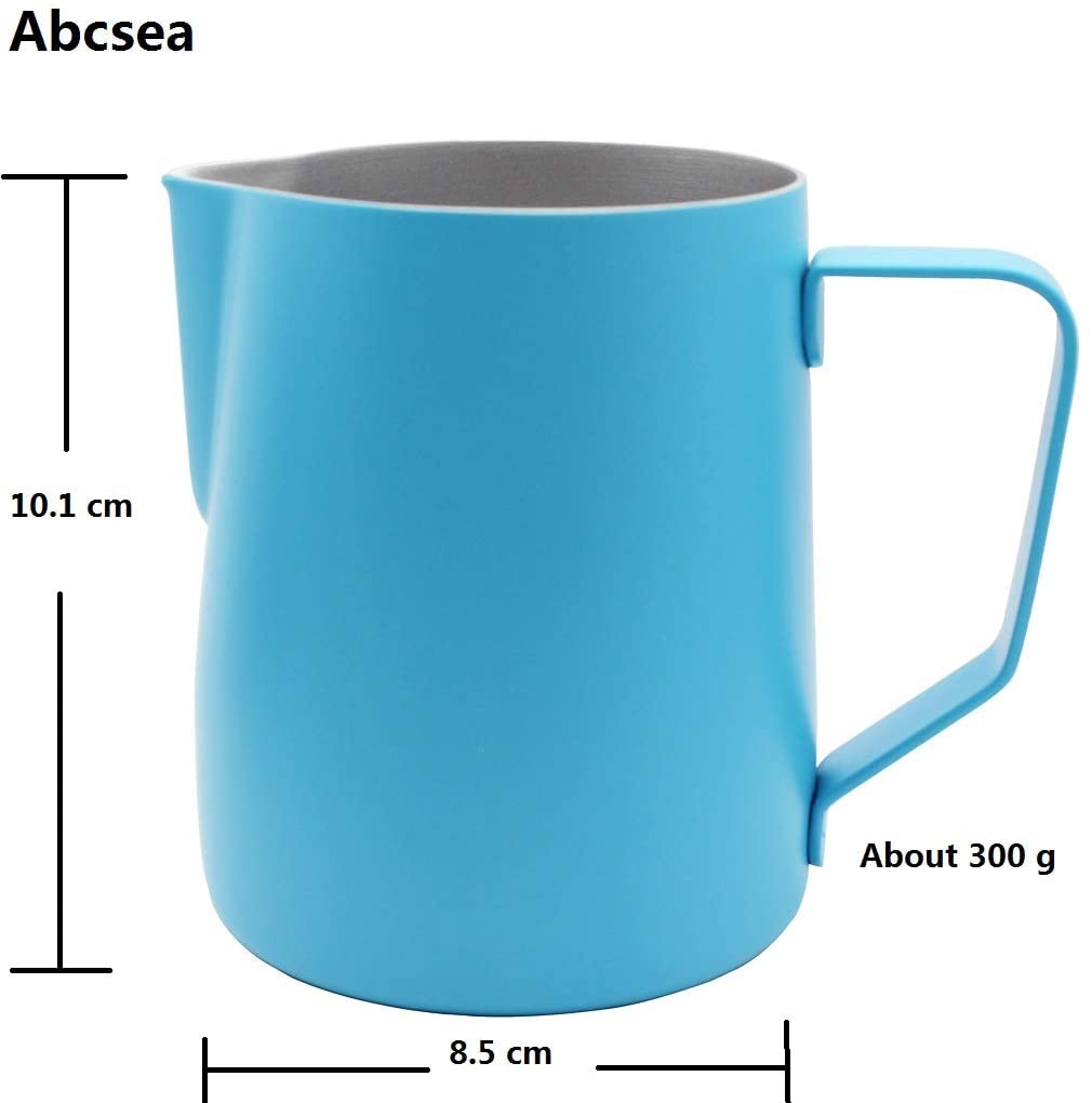 Abcsea 1 Piece Stainless Steel Milk foaming jug, Milk frother jug, Milk Frothing Pitcher jug for Coffee and Latte Art,Blue 600 ml - Image 2