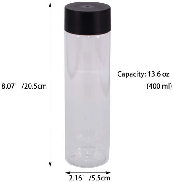 YBCPACK 12 Pack 13.6 OZ (400 ml) Clear PET Plastic Juice Bottles with Black Lids - Plastic Smoothie Drink Bottles Ideal for Water, Juice, Milk and Other Homemade Beverages - Image 2