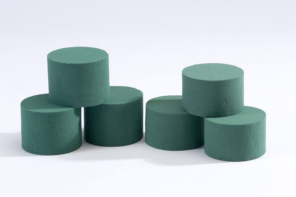 5 x Oasis Ideal Round Cylinder Wet Foam for Florist Floral Craft Flowers Floristry Designs & Displays, Green