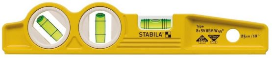 Stabila 16672 81 SV REM W45 Rare Earth Magnetic Torpedo Level 25cm Fixed, Yellow/Black - Image 3