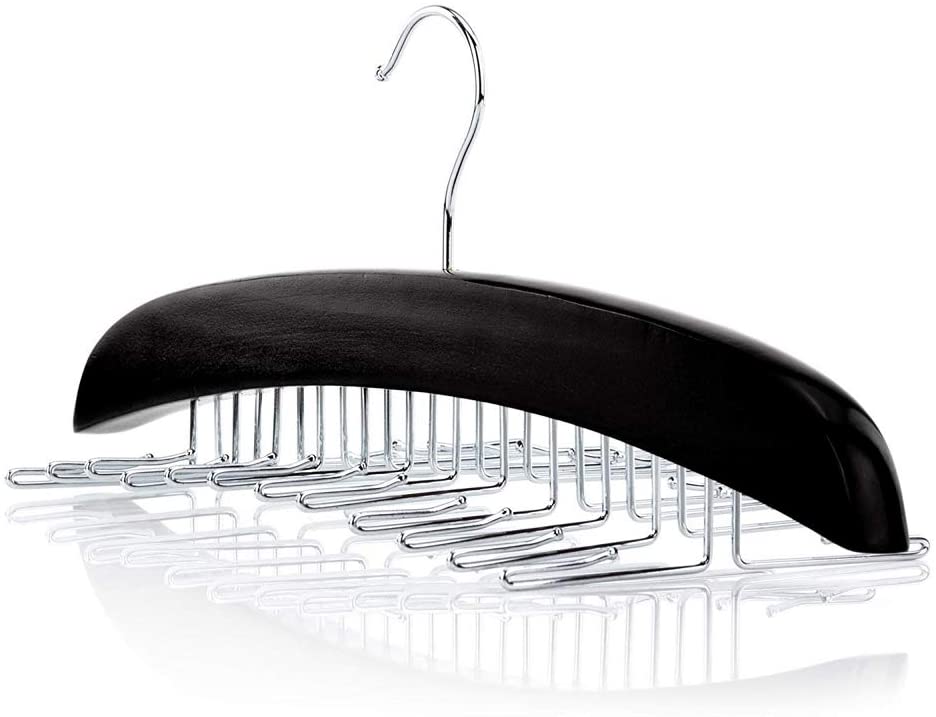 SunTrader Wooden Tie Hanger,24 Tie Organizer Rack Hanger Holder Hook (Black, 24 hooks) - Image 3