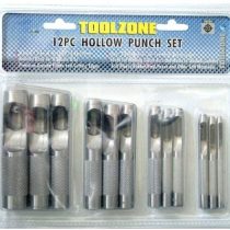 toolzone PN104 3-19 mm Leather/Rubber/Card/Gaskets/Plastic/Paper Hollow Hole Punches - Black (12-Piece)