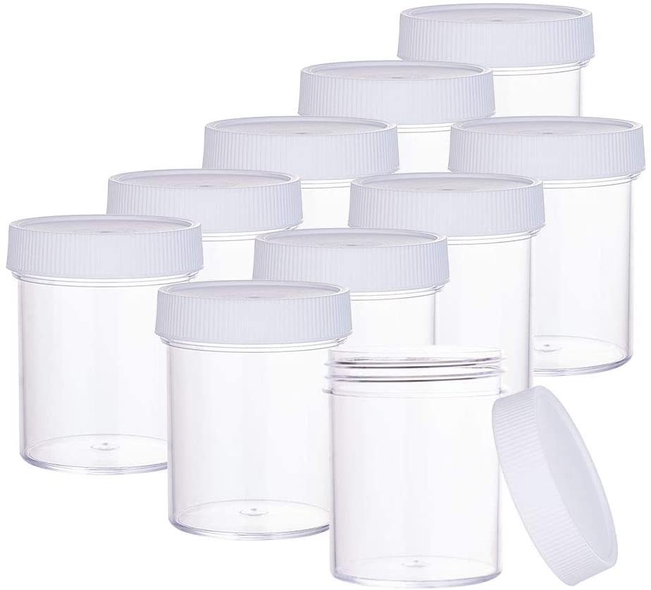 PandaHall Elite 12 pcs 120ml(4 Oz) Empty Clear Plastic Slime Storage Favor  Jars Wide-Mouth