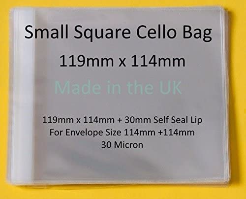 celloexpress 119mm x 114mm + 30mm Self Seal Flap, 4.5" x 4.5", Cellophane Greeting Card Display Bags 30 Micron - Image 2