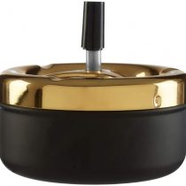 Premier Housewares 305223 Spinning Ashtray, Matte Black/Gold Finish, Small