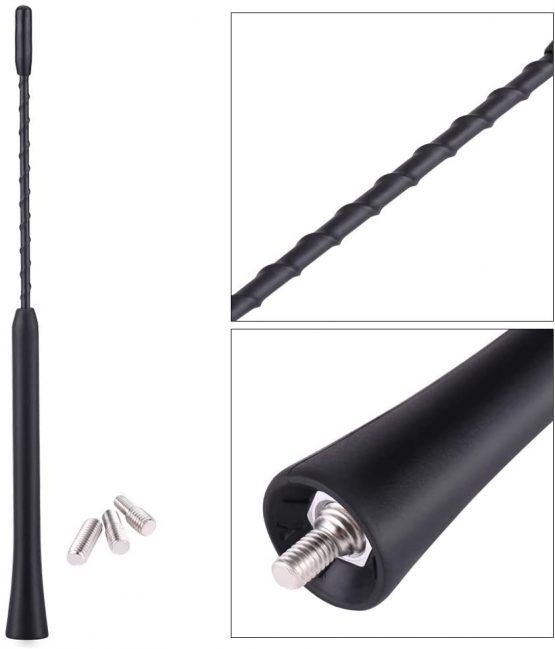 Car Aerial Antenna Kit, Universal 9in Car Stereo Radio Aerial Antenna Stubby Aerial FM Radio Antenna Mast Car Aerial Replacement Kit Screw-in Type with Screws Black - Image 4