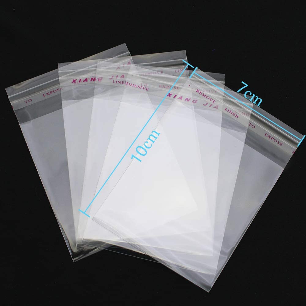 NewZC 8x7cm Small Clear Cellophane Bags 300 Piece Opp Adhesive Plastic Bag - Image 2
