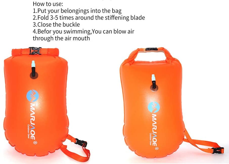 Ruiuzi Swim Buoy,Outdoor Swimming Buoy Swimming Tow Float and Dry bag for Open Water Swimmers and Triathletes Light and Visible Float for Safe Training - Image 4