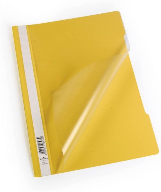 Durable Clear View A4 Document Folder Yellow | Transparent Front Cover | Pack of 50 Folders | Ideal for Holding A4 Punched Documents - Image 2