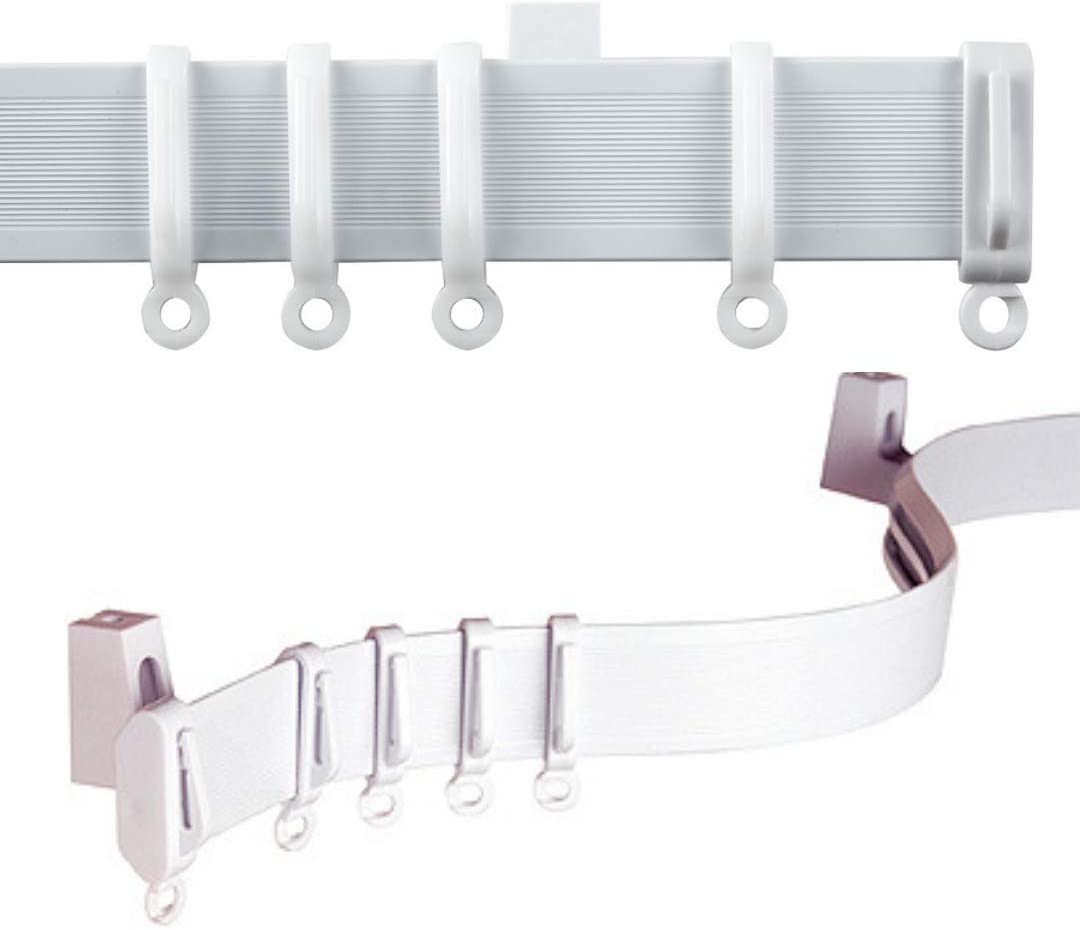 C2B 500cm Plastic Curtain Track, Strong, Bendable Track, (196") Bay & Straight Windows, Wall & Ceiling Mounted
