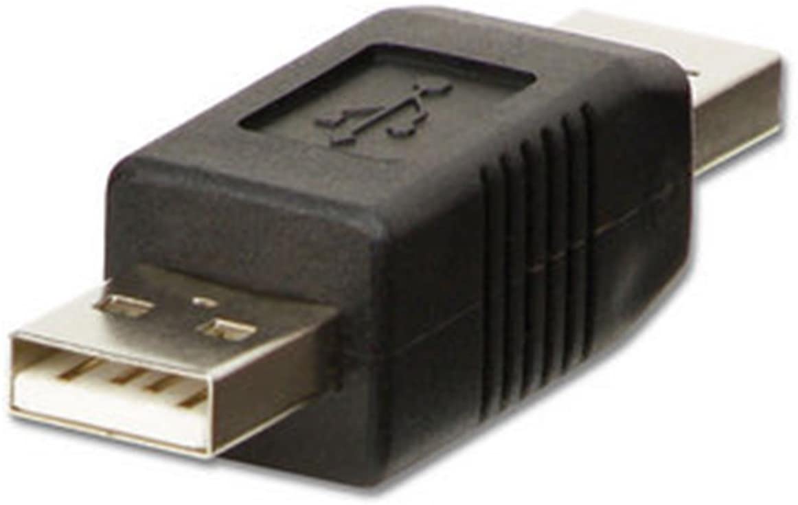 LINDY USB Adapter, USB A Male to A Male Gender Changer, Black