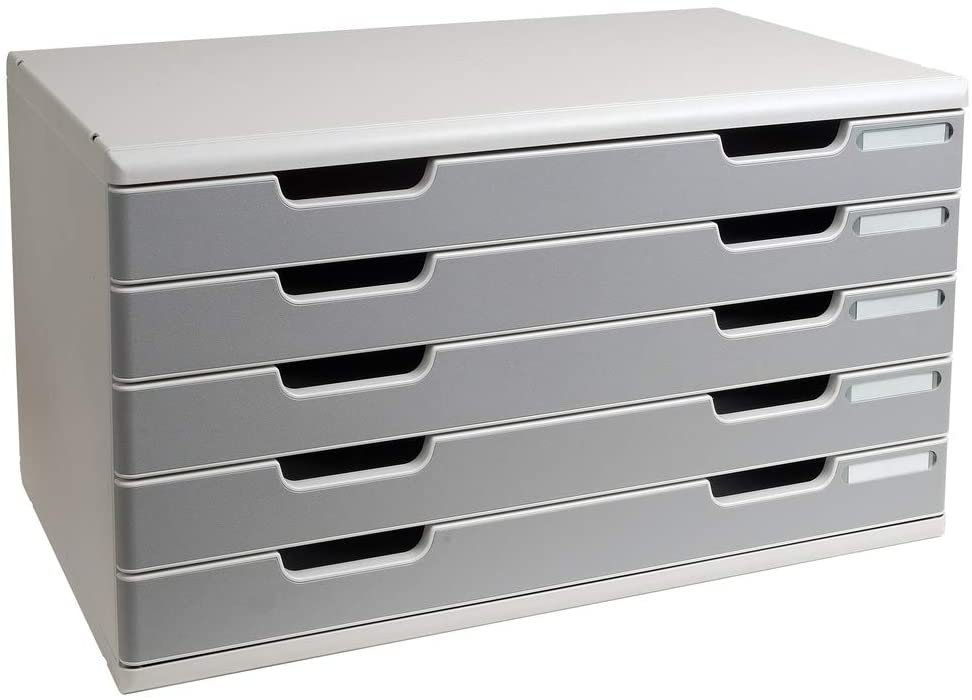 Exacompta, Ref 322041D, Modulo A3 Office, 350 x 576 x 320mm in Size, 5 Drawers (54mm Height), Smooth Opening with Stop