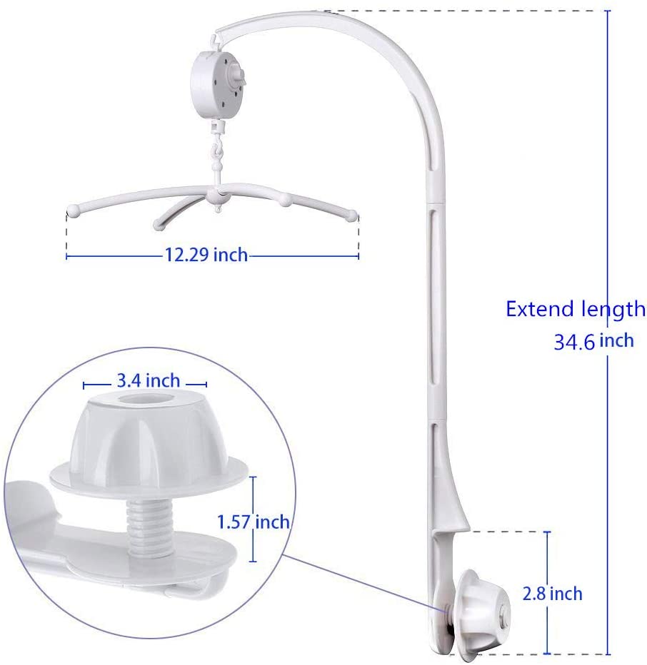 Fitnate34.6 Zoll Baby Crib Mobile Bed Bell Holder Music Box Holder Arm Bracket Baby Bed Stent