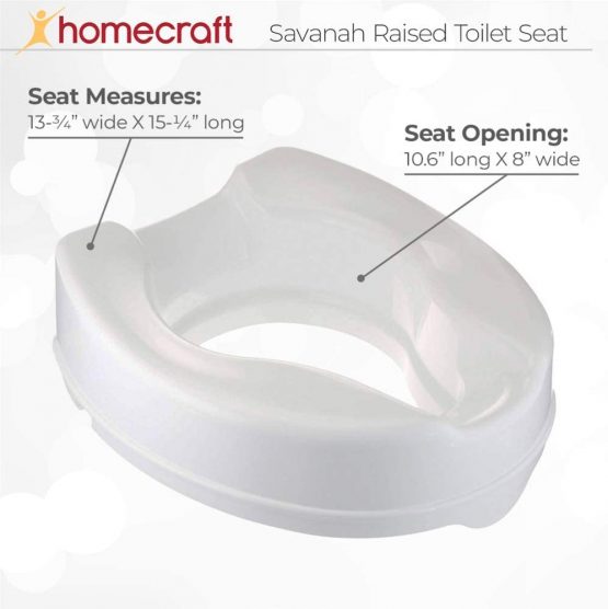 Homecraft Savanah Raised Toilet Seat without Lid, Elongated & Elevated Lock Seat Support for Elderly, Handicapped and Disabled Users, White Colour - Image 3