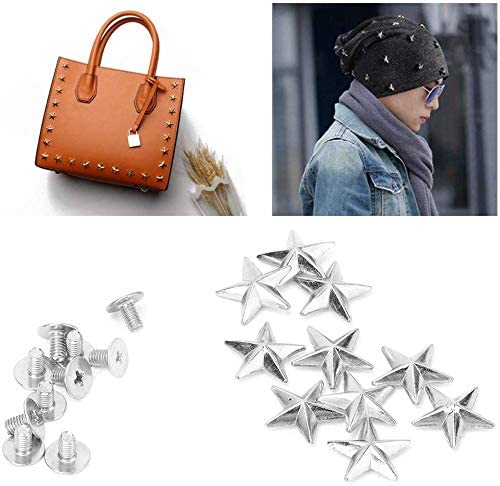 Leather Rivets, 14mm Punk Rock Style Star Shaped Studs with Spikes for Clothes Belts Belts Bags Shoes Jackets