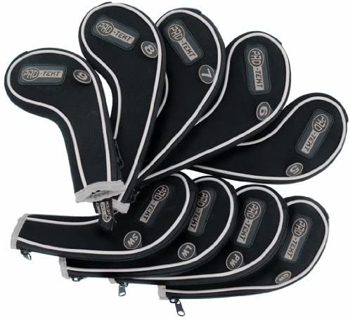 Pro-Tekt Deluxe Zip Iron Headcovers - Black/Silver, Irons