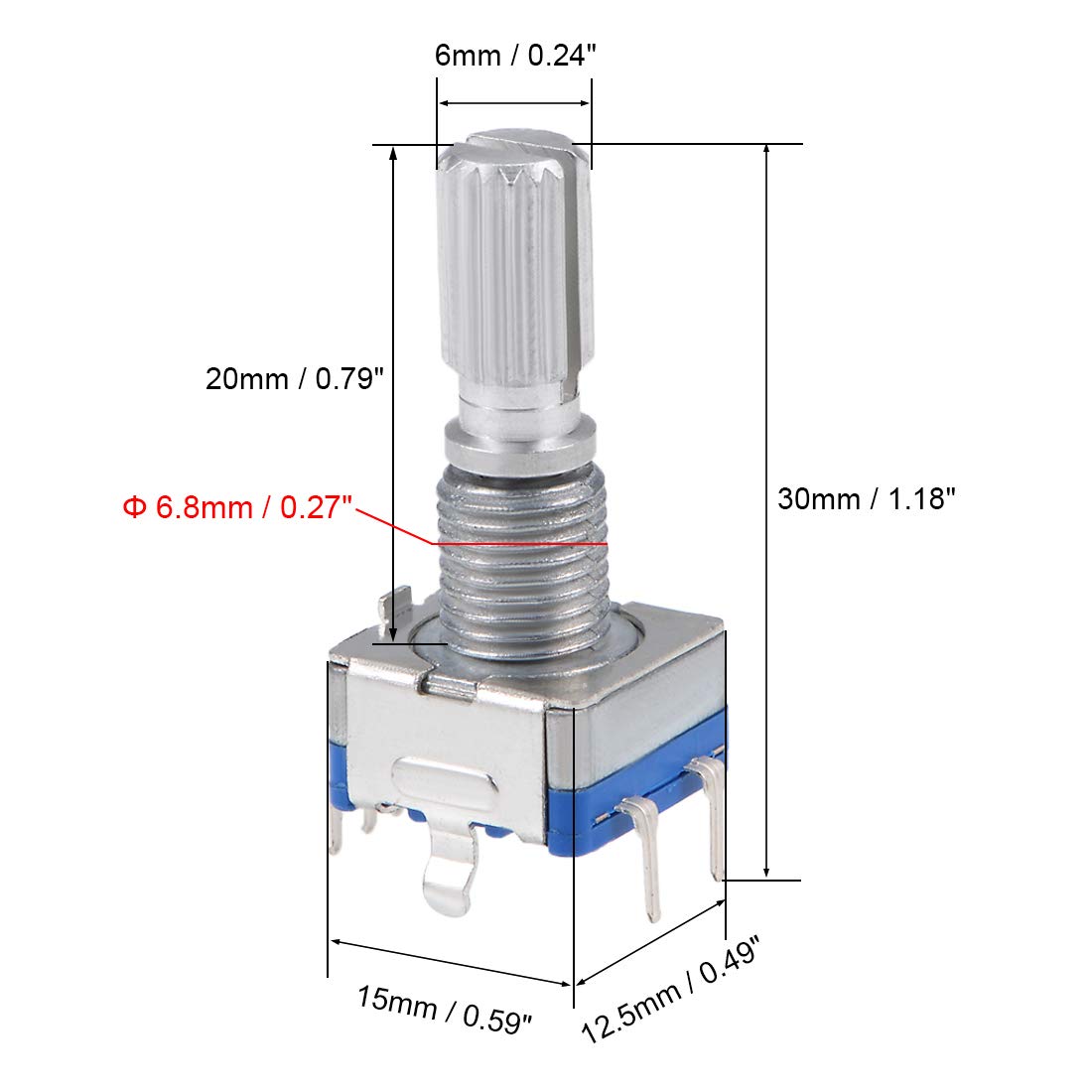 sourcing map 360 Degree Rotary Encoder Code Switch Digital Potentiometer EC11 5 Pins 20mm 5pcs - Image 3