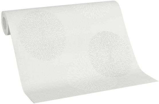 A.S. Creation Non-Woven Glitter Wallpaper Black & White Wallpaper with Flowers 10.05 m x 53 cm Cream White Made in Germany 937922 93792-2