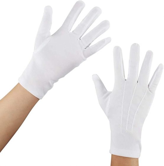 Aipaide 5Pairs White Cotton Gloves Hand Moisturising Formal Nylon Cotton Gloves for Eczema/Men/Women/Police/Waiters Drivers/Jewelry Inspection