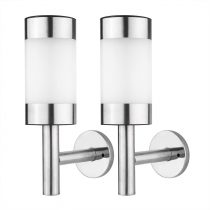 2Pcs Stainless Steel LED Solar Light Outdoor Wall Mounted Solar Power Light Lamp for Landscape Garden Yard Sensor Lamp Home Fence Decoration