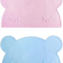 Specifications: 2Pcs Kids Place Mats Silicone Bear Shape Table Place Mats 46.5 x 27.5CM Heat Resistant Non-Stick Baby Feeding Plate for Toddlers, Kids, Infant(Pink, Blue)