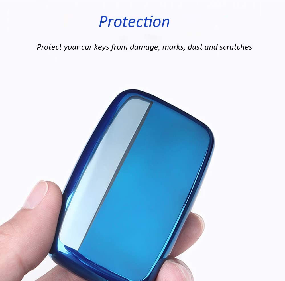 Kelay Soft TPU Key Fob Cover Remote Control Premium Key Protection Case Compatible with Land Rover Discovery Sport Evoque Aurora Jaguar XF XJ XJL XEL XFL F-pace 5 Buttons (blue - Image 3