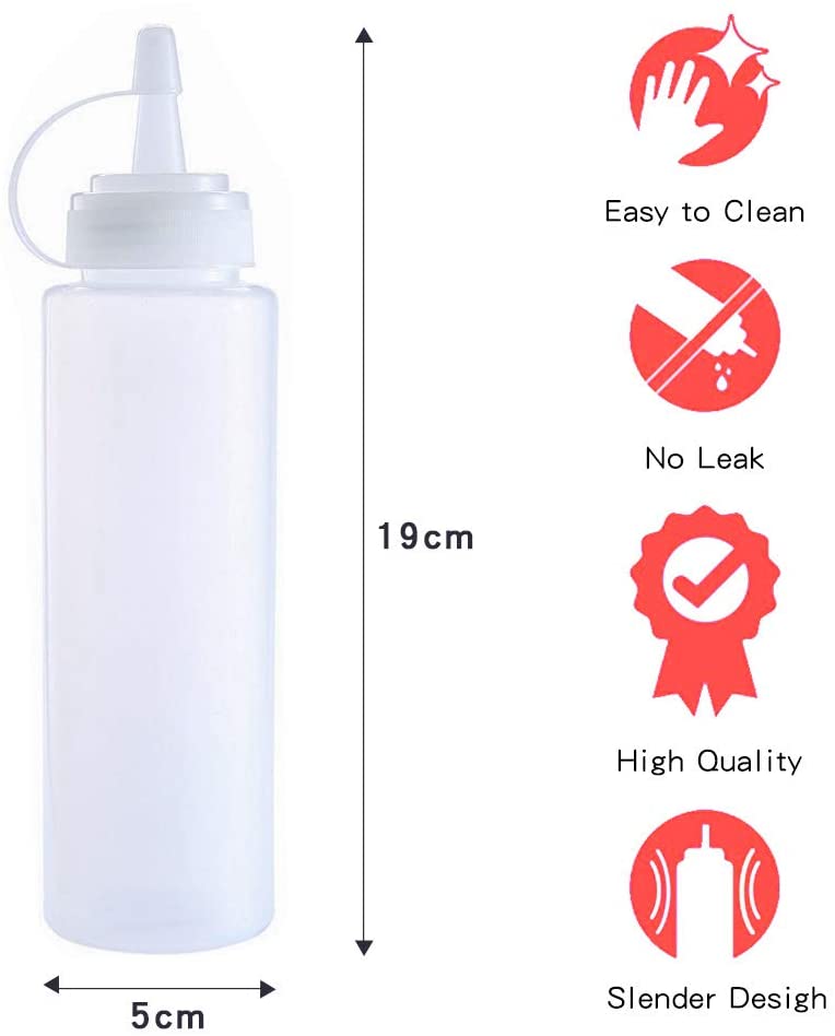 KANOSON Squeeze Bottle, Ketchup Bottle, 6pcs Squeezy Bottles with Nozzles 250ml - Image 3