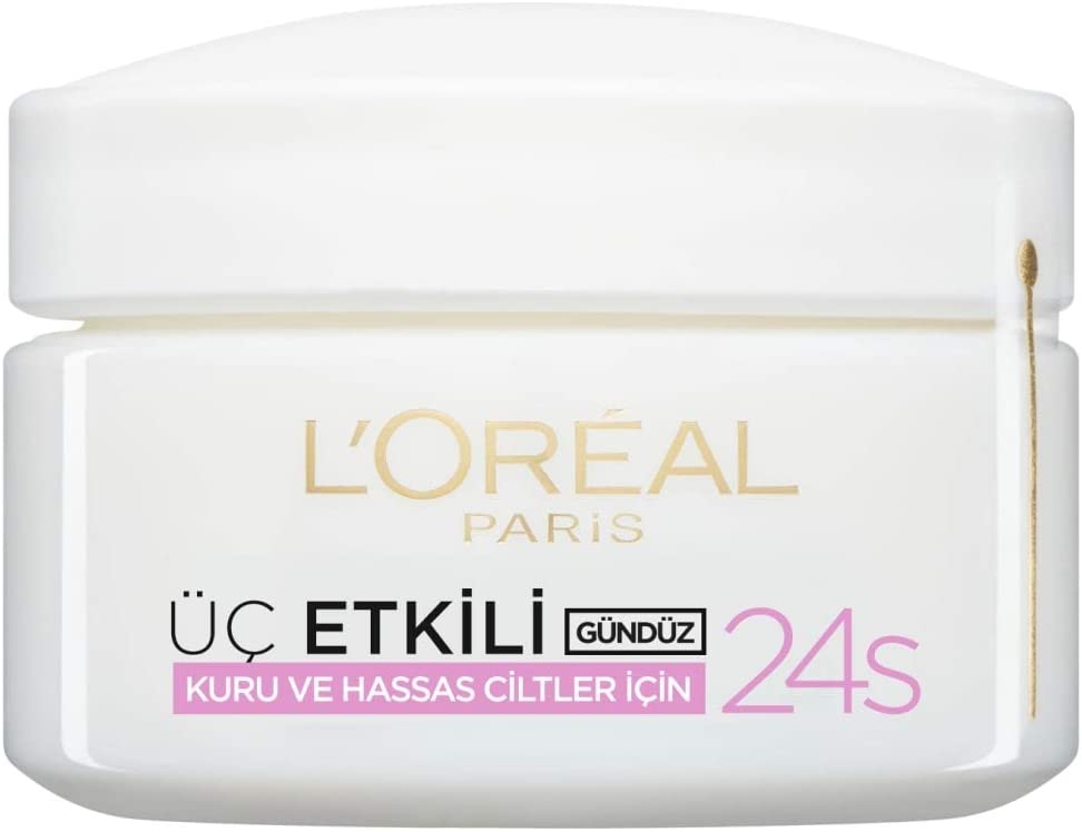 L'Oréal Paris Triple Active Day 24H Hydrating Moisturiser, Sensitive. Hydrate and Protect Sensitive and Dry Skin