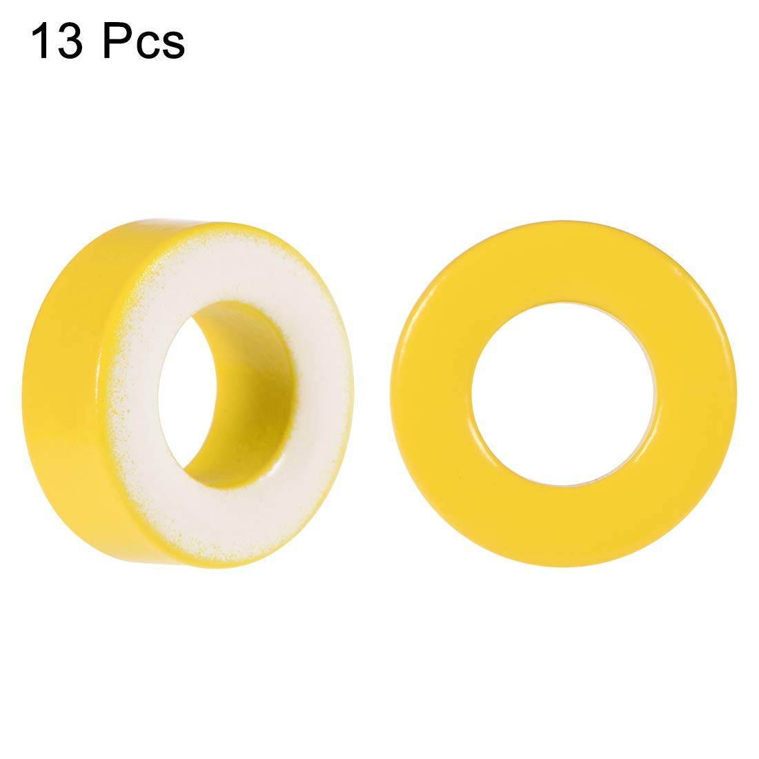 sourcing map Toroid Core, Ferrite Chokes Ring Iron Powder Inductor Ferrite Rings, Yellow White 13pcs, 8.2 x 15.5 x 6.2mm - Image 2