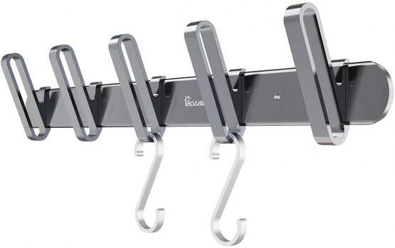 Anjuer Wall Mounted 5 Hooks Organizer Rack, Metal Coat Hanger for Hanging Towels, Keys, Jackets