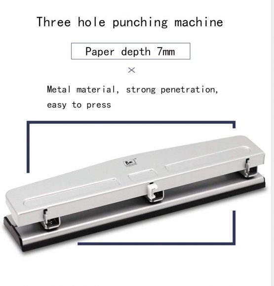 Reduced Effort Three-Hole Punch,，Desktop Hole Punch, Hole Puncher, 12 Sheet Punch Capacity, Silver - Image 3