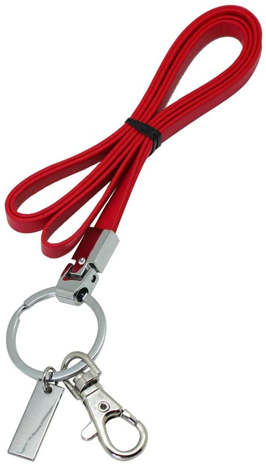 PU Leather Neck Lanyard Strap: Boshiho Office Flat Lanyard Neck Unisex with Strong Metal Clip and Keyring for Keys Card Holder ID Badge Holder USB(Red) - Image 4