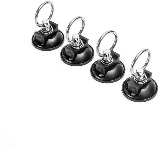 Oldbones 1.86" L Track Tie Down System Kits Round Anchor Point Tie Down Kit Quick Release Tie Down Anchor -4Packs in Black