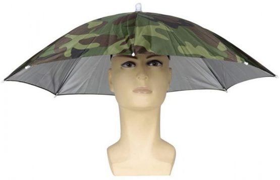 Elastic Headband Camouflage Pattern Sun Rain Umbrella Hat Cap for Fishing Beach Golf Army Green Hand Free Headwear Shade Gardening Photography Walking Hat,Multi Coloured Novelty - Image 3