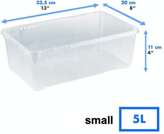 Grizzly 5 x Small Storage Boxes with Lids - 5 Litre - 13.2x7.9x4.3 inch (33.5x20x11 cm) - Stackable Clear Containers - Transparent Organiser - Image 2