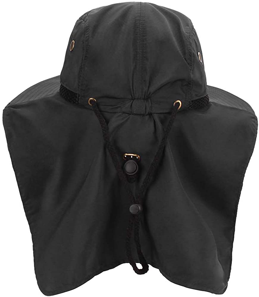 MK MATT KEELY Outdoor Mens Summer Neck Flap Sun Hat Boonie Hat Large Brim Sun Protection Bucket Men's Fishing Hats Black Hiking Hat - Image 3