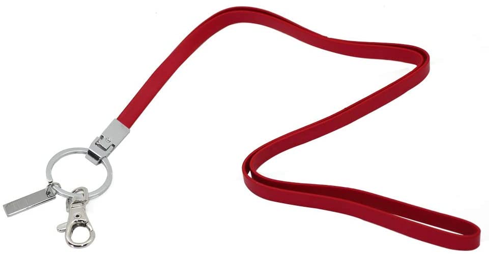 PU Leather Neck Lanyard Strap: Boshiho Office Flat Lanyard Neck Unisex with Strong Metal Clip and Keyring for Keys Card Holder ID Badge Holder USB(Red) - Image 2