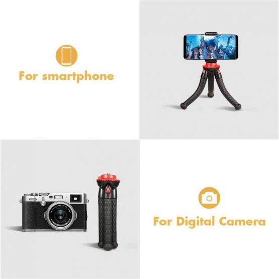 Fotopro Phone Tripod, Flexible Mini Tripod with Bluetooth Control, Phone Clip and Adapter for Phone, Camera, Sports Camera for Time-Lapse Photography - Image 3