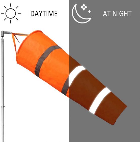 Dadabig 2PCS Windsock Wind Measurement Sock, Orange Airport Windsock with Reflective Belt 2 PCS Outdoor Wind Measurement Sock Bags + 5PCS Dual Swivel Clips for Wind Direction Measurement, 80cm/30inch - Image 3