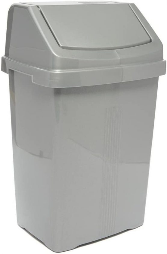 Wham High Grade 8l Silver Plastic Flip Top Waste Bin, 8Lt Small - Image 2
