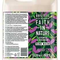 Faith In Nature Natural Lavender and Geranium Hand Wash, Nourishing, Vegan and Cruelty Free, No SLS or Parabens, 5 L Refill Pack